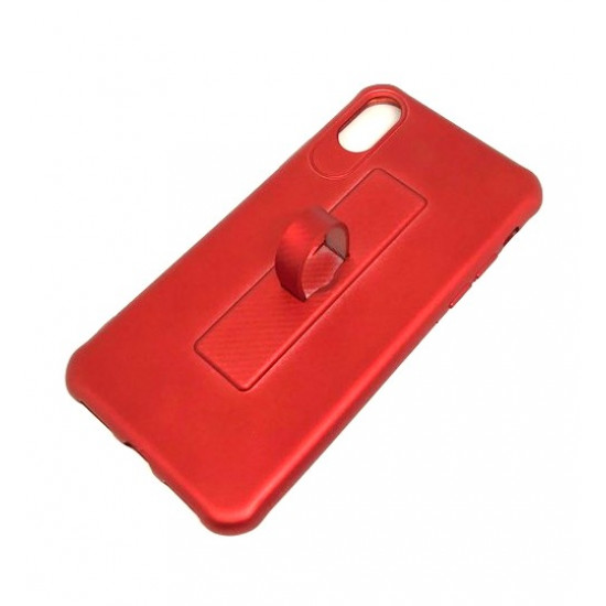 Capa De Silicone Motomo Con Anillo De Dedo Para Apple Iphone X (5.5 ) Rojo